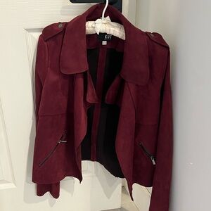 cranberry red maroon suede military style jacket